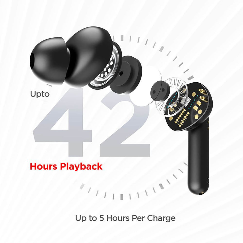 boAt Airdopes 148 TWS Earbuds with Environmental Noise Cancellation (IPX4 Sweat & Water Resistant, 42 Hours Playtime, Black